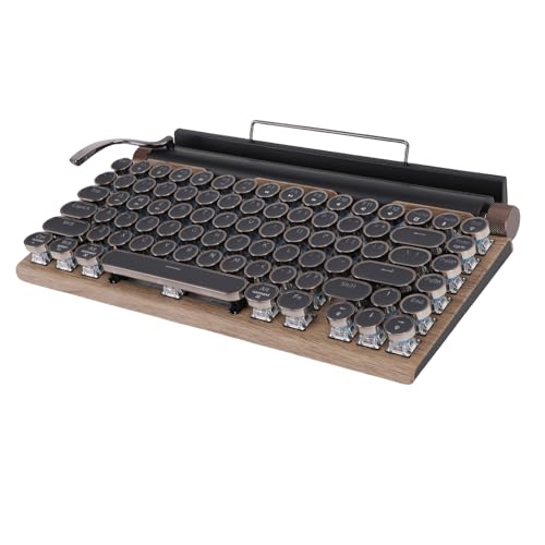 XUMIUZIY Teclado Inalámbrico para Máquina de Escribir, Teclado Mecánico Retro Bluetooth con Retroiluminación RGB, 83 Teclas Intercambiables en Caliente, Tecla Redonda Punk, Marco de Metal, (Color