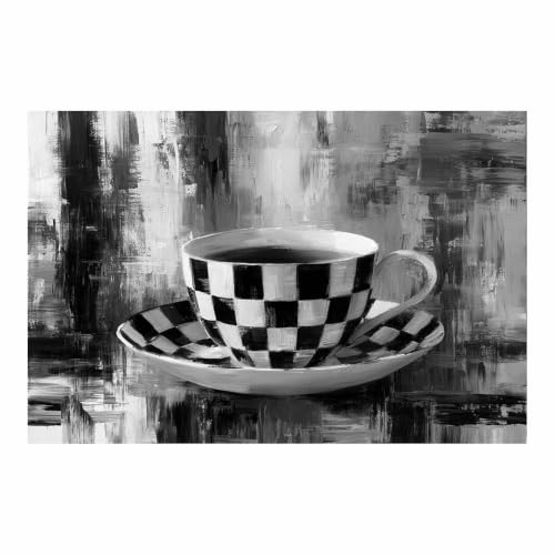 Tasse à café à damiers sur tableau noir et blanc pour sublimer la cuisine