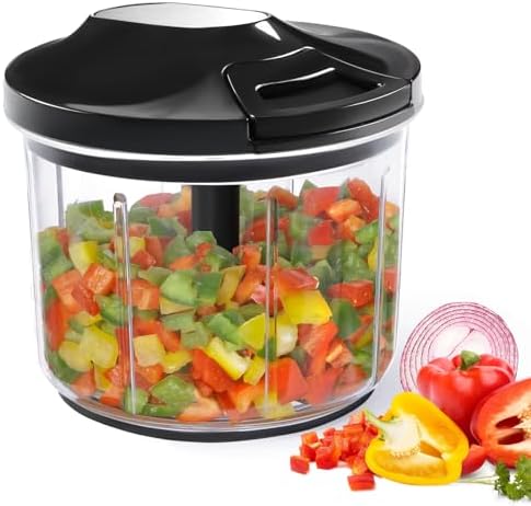 LHS Manual Food Processor Large Vegetable Chopper, 1000ML Pull St...