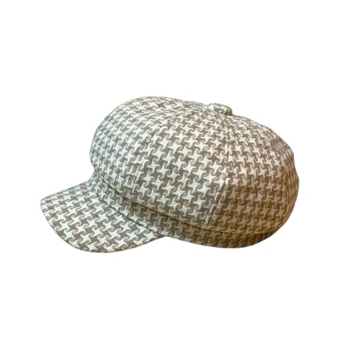 Béret octogonal beige taille unique pour femme - Chapeau style mille oiseaux automne