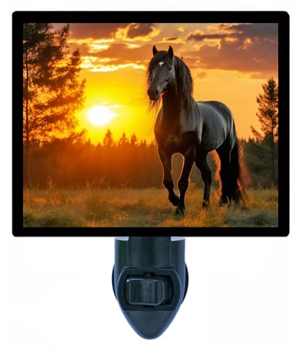 Lámpara de noche diseño caballo country con enchufe giratorio miniatura 1