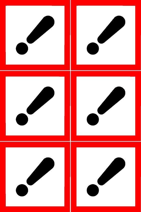 Irritant environment coshh Safety sign - Pack of 6 100mm x 100mm Self adhesive stickers - Self adhesive stickers on sheet (300mm x 200mm)