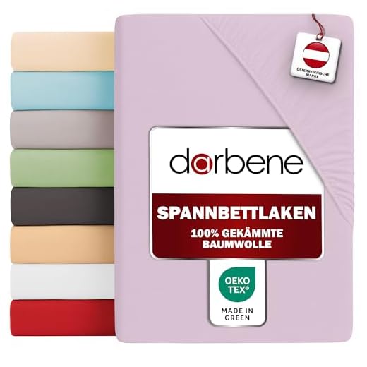 DarBene Spannbettlaken 180x200 Premium , Jersey 100% gekämmte Premium Baumwolle, Blickdicht, superweiches Bettlaken bis 25 cm Matratzenhöhe, Oeko-TEX, Flieder