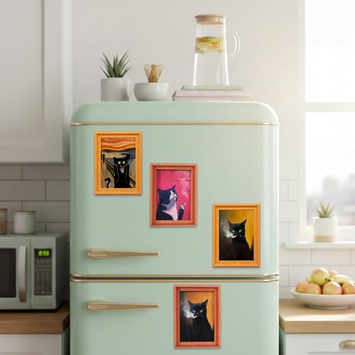 Marco magnético retro gato para refrigerador 4 piezas miniatura 3