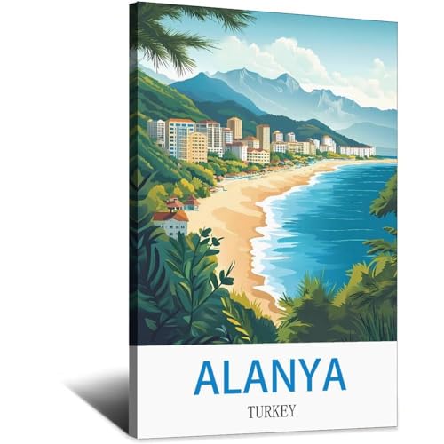 Poster Alanya Turquie impression retro haute definition sur papier d'art 30 x 45 cm