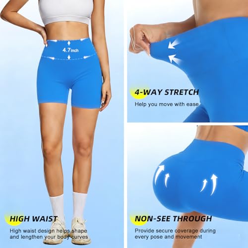 Image of FULLSOFT High Waisted Biker Shorts for Women-5 inch Tummy Control Fitness Athletic Workout Running Yoga Gym Shorts