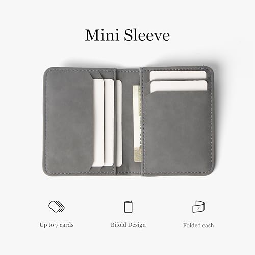 Image of Bellblock Minimal Card Holder for Men /Women | Slim Handcrafted Mens Card Wallet | Upto 7 Cards & Folded Cash | Vegan Leather | Grey (Pack of 1)