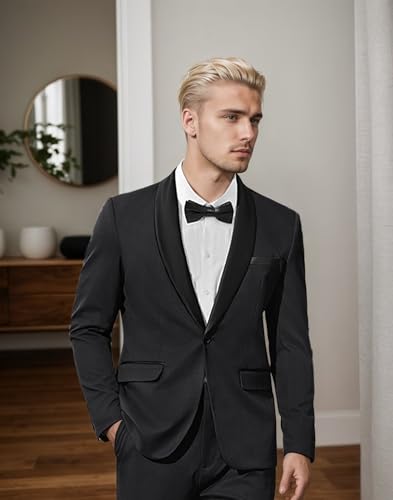 Suits for Men Shawl Lapel 2 Piece One Button for Mens Busniess Wedding Prom Formal Outfit4