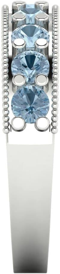 Clara Pucci 14K White Gold Stacking Vintage Blue Moissanite Eternity Wedding Band (0.81 cttw)