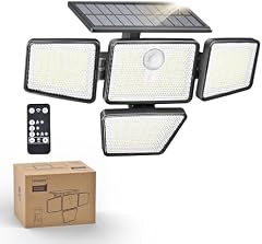 Philips Solarlampen für Außen mit Bewegungsmelder, 196 LED mit PIR-Bewegungsensor, 3 Modi, 4 Verstellbare Lampenköpfe, Solarbetriebene Außenleuchte mit Fernbedienung, IP65 Wasserdicht (1 Stück)