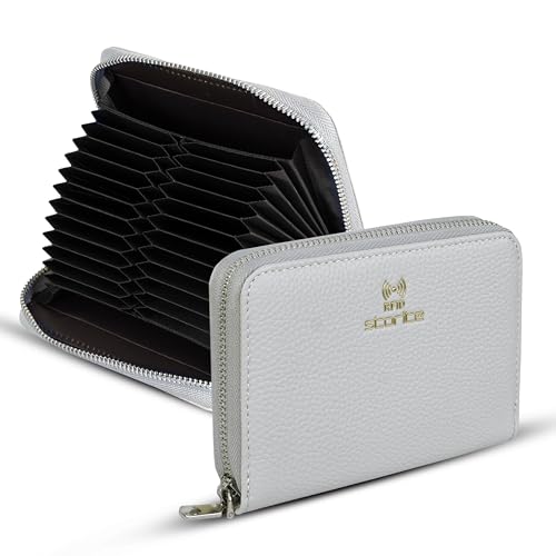 Image of Storite 24 Slots RFID Blocking Women's Wallet | PU Leather Card Holder Organizer | with Zipper Coin & Cash Pocket | Compact Travel Purse for Girls & Ladies (Grey - 14 x 10 x 2.7 Cm)