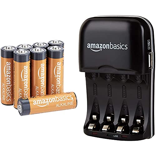 Chargeur de piles intelligent USB et ses 8 piles alcalines 1,5 V longue durée pour la maison