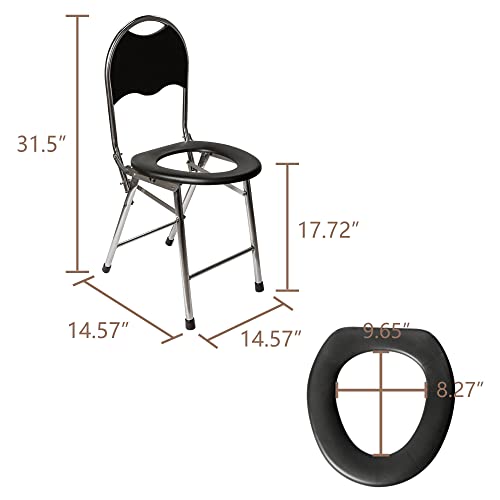 Portable Toilet Commode Chair, Portable Camping Toilet For Adults, Bedside Commodes, Stainless Steel Porta Potty With Backrest For Adults Suitable For Trips, Camping, Hiking, Home Use #TOP3