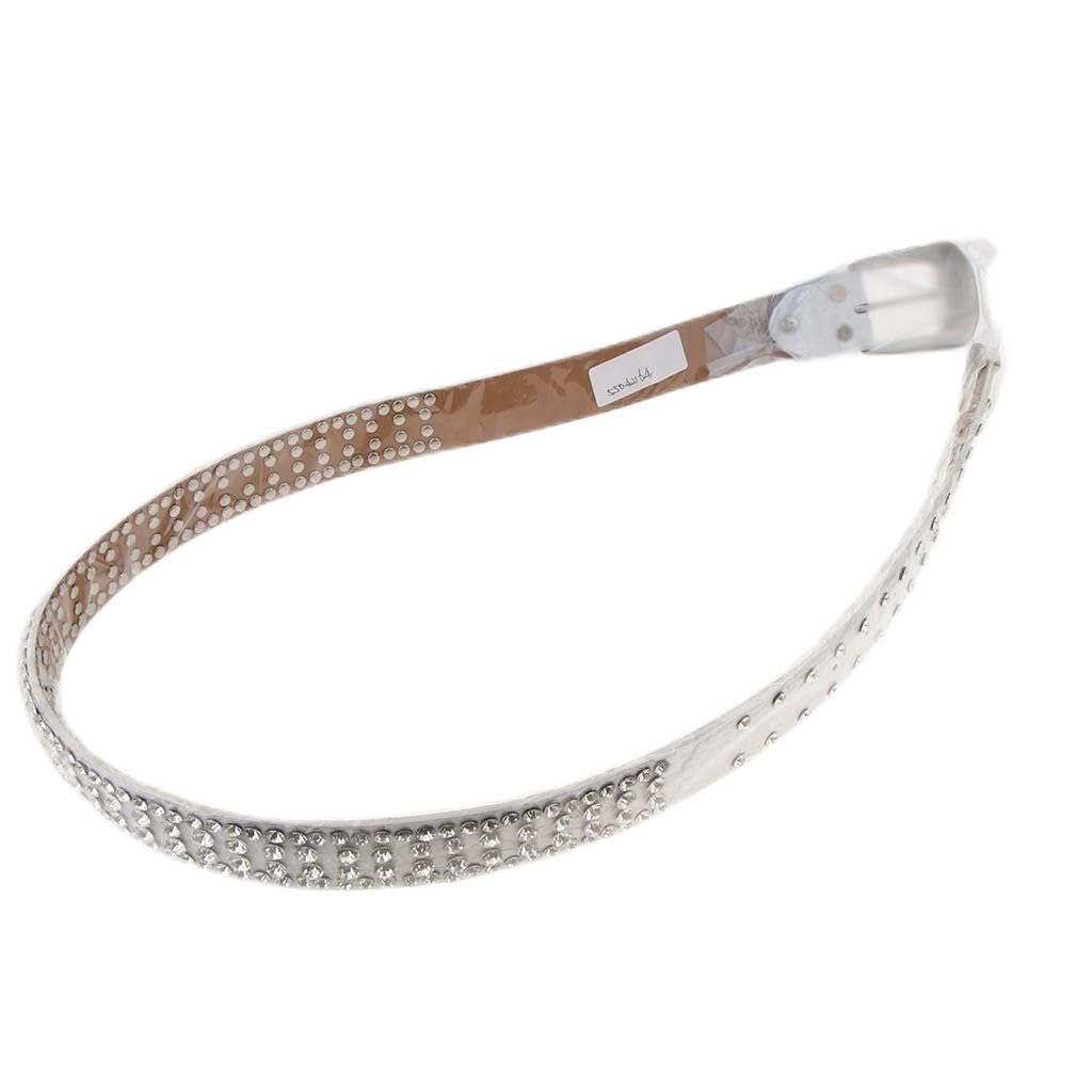 Stylish Leather Bling Rhinestone Crystal Western Cowgirl Belt Waistband White | Womens Accessories | Belts-image-12