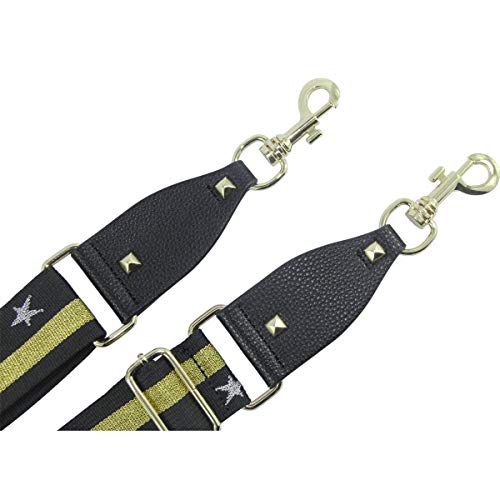 Image of Duwi Wide Purse Strap Multicolor Striped Guitar Style Strap Adjustable Canvas Crossbody Bag Strap