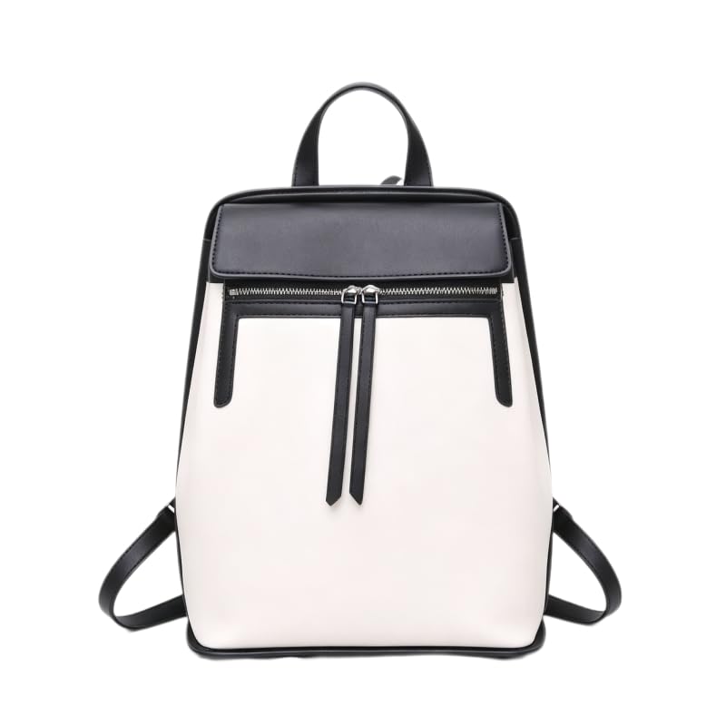 Mochila feminina de couro genuíno estilo japonês com alça superior e alça superior autêntica em couro bovino genuíno para mulheres, marrom, Marfim, 27cm(Length) x 35cm(Height) x 13cm(Deep), Moda e