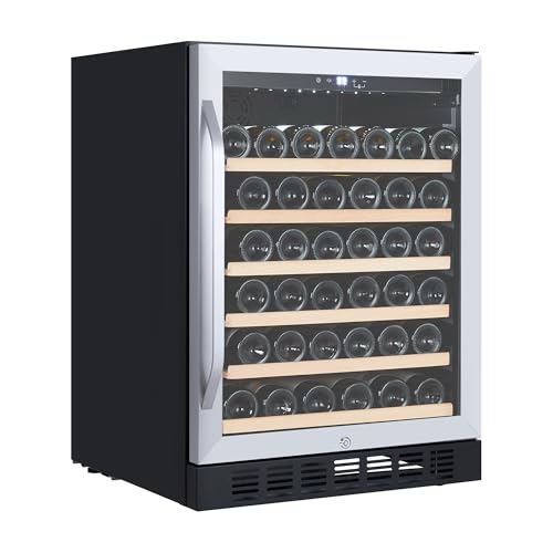 Image of 24'' Wine fridge - 46 Bottle Capacity wine cooler refrigerator, Stable Temperature Control, Digital Control Panel, Stainless Steel & Tempered Glass, Safety Lock,Lockable Wine Cellar for Home, Bar