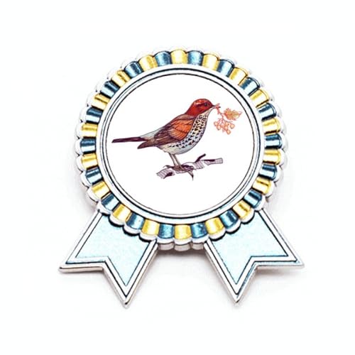 Broche oiseaux et branche de fruits en métal taille M pour vêtement