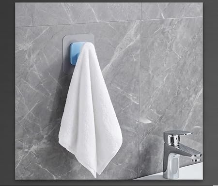 Image of ELMVIA Self Adhesive Hooks /Wall Hangings Hook /Waterproof Hooks for Wall Without Drilling Heavy Duty Bathroom Kitchen Towel Wall Hooks for Hanging Strong Coat (6, Blue Nail Hook)