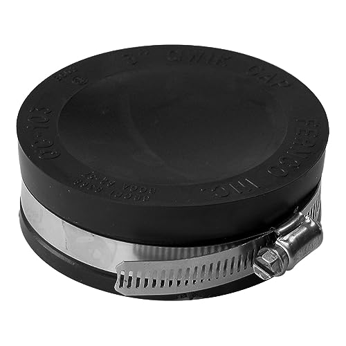 Fernco QC-103 2 Pack 3-in. Qwik Cap Flexible PVC Pipe Cap with Stainless Steel Clamps, Black by Fernco - Used condition - Image 2