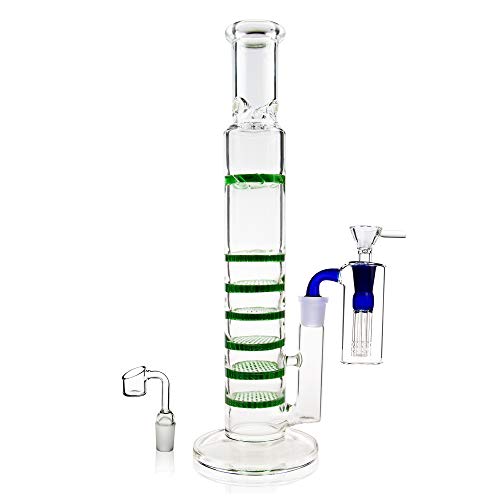 REANICE Glas Wasser Eisbong Vorkühler 18mm 35cm Grün Wasserpfeife Hookah Bubbler Bongs
