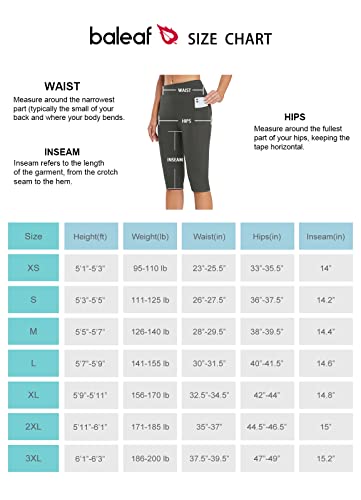 Baleaf Women's Yoga Capri Pants Knee Length Leggings High Waisted Petite Casual Workout Exercise Capris With Pockets Gray L #TOP5
