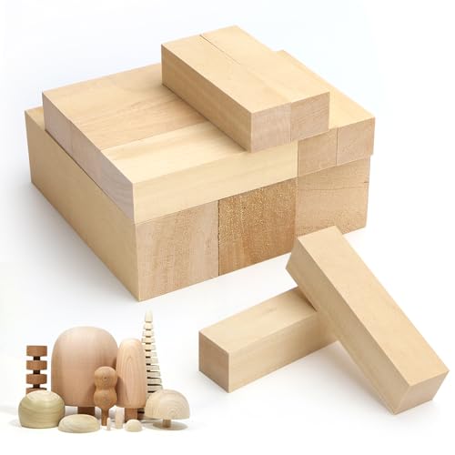Rierousy Tilleul Sculpture Blocs de Sculpture en Naturelle Cube Bois, sculpture bois, Bloc en Bois Massif de Balsa à Sculpter pour Enfants et Adultes DIY (15x5x5、10x4x2.5、10x2.5x2.5)
