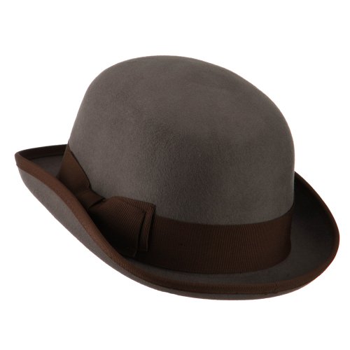 Jeanne Simmons Men\'s Felt Bowler Hat with Ribbon Trim - Grey Chocolate XL