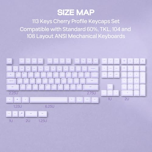Image of EPOMAKER AegisSil Keycap Set, Silicone Material, Cherry Profile, 113 Keys, 65% /75% /96% /Full Size, Custom Keyboard Keycaps Set for Cherry MX, Kailh, Outemu, Gateron Mechanical Gaming Keyboard (Purple)