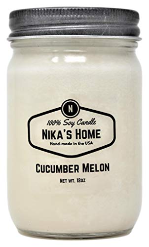 Nika's Home Cucumber Melon Soy Candle - 12oz Mason Jar