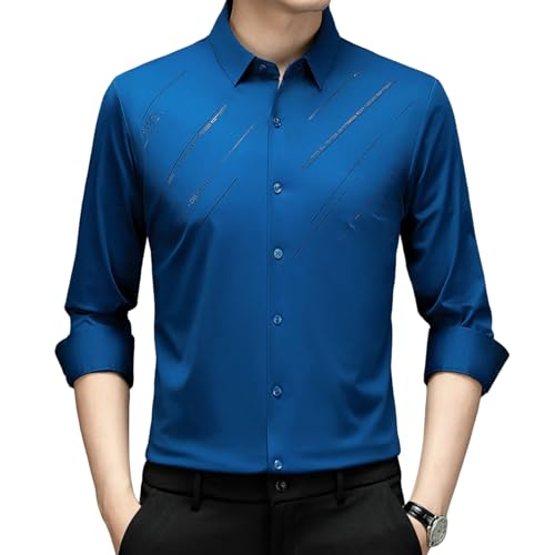 Chemise à manches longues homme imprimée rayée décontractée sans couture