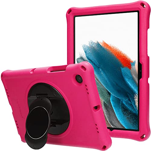 TECHGEAR Bumper+ Case Compatible with Samsung Galaxy Tab A8 10.5" 2022 (SM-X200 / SM-X205) Rugged Shockproof Soft Protective Easy Grip Body Case with Stand, Holder, Screen Film, Kids Proof Case [Pink]