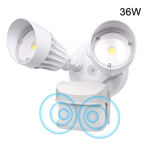 CINOTON LED Flood Light Motion Sensor Light Outdoor, Adjustable Dual-Head Dusk to Dawn