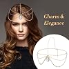 Dizila 8 Pieces Gold Head Chains with Leaf Bead Rhinestone Tassel Festival Prom Wedding Bridal Jewelry Boho Headbands Forehead Chains Headwear Headpieces for Women Girls