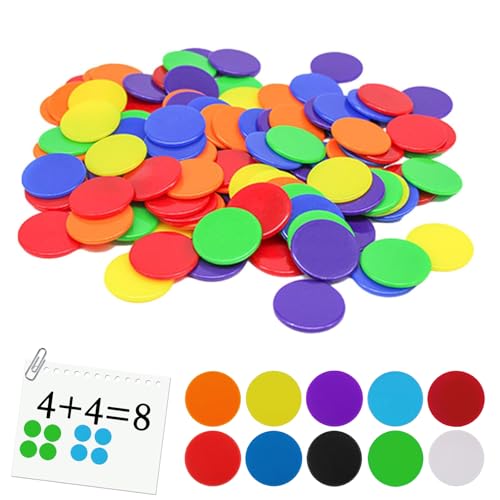 Nurhore 100 Pcs Colored Counting Bingo Chips Colored Counters For Maths Plastic Counters for Kids for Bingo Games Back to School Supplies Teacher Supplies Math Counting Education