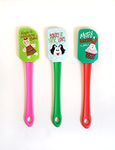 Christmas Spatulas 3 Pack - Stocking Stuffers, Cooking, Gifts, Kitchen Tools (Light Green Blue Green)