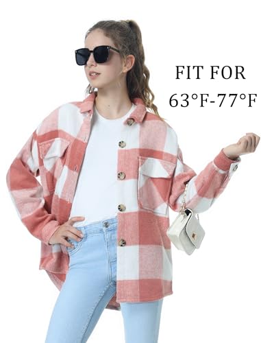Image of Mebius Girls Shacket Jacket Long Sleeve Plaid /Corduroy Color Block Button Down Casual Collared Shirt with Pocket