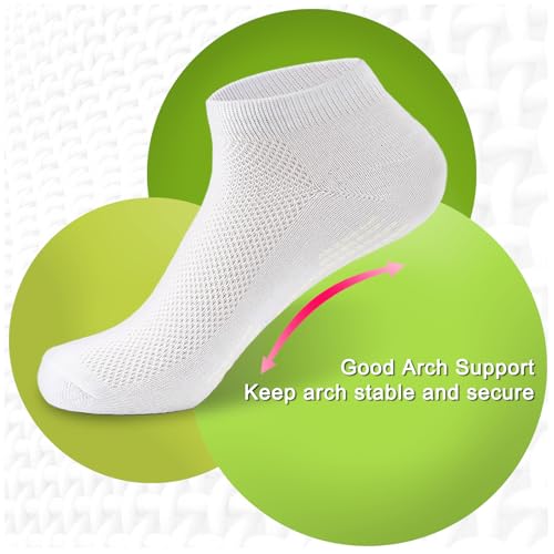 Solid White Athletic Socks Men's Ankle Socks High Elasticity Cotton Blend Sweat-Absorbing Odor-Proof (8 Pairs White) Men's Size 6-94