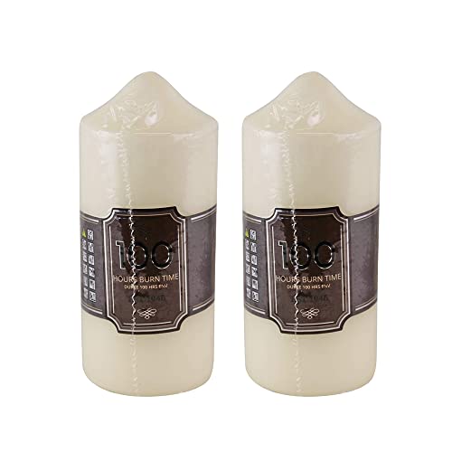 Church Pillar Candles - Unscented Overdipped White Candles with Long Burning Times of 100 Hours, 16 cm Tall (Pack of 2)