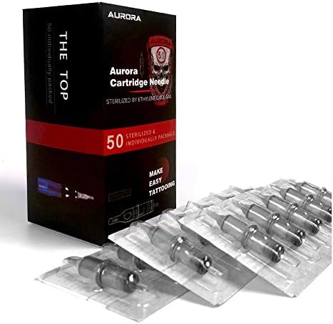 Aurora Cartridges Tattoo Needles 50 Pack, 3RL, 5RL, 7RL, 9RL, 11RL