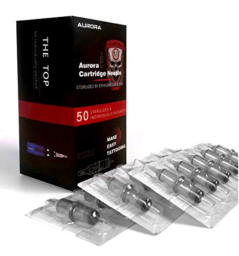Aurora Cartridges Tattoo Needles 50 Pack, 3Rl, 5Rl, 7Rl, 9Rl, 11Rl #TOP14