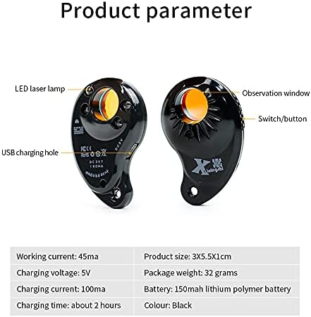 Baugger Mini Anti Spy Detector USB Reable Spy Camera Finder with 4 Infrared LEDs for Car Hotel Trip Travel Fitting Room, Black