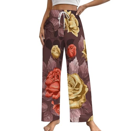 Pantalon de nuit femme rose rouge dorée idéal pour vos soirées cocooning