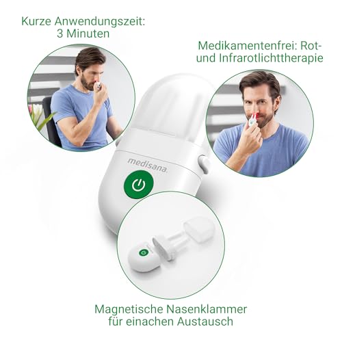 medisana Medinose Allergielinderungsgerät, Nasenlichttherapie gegen allergische Rhinitis, Schnupfen und Heuschnupfen