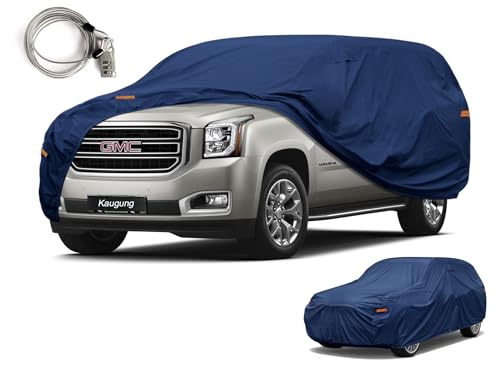 Image of Kaugung Custom Fit SUV Car Cover for GMC Yukon XL (2000-2026), Heavy Duty Waterproof All Weather Outdoor Protection, Breathable Full Exterior Cover with Vent, Rain Sun Snow UV Proof