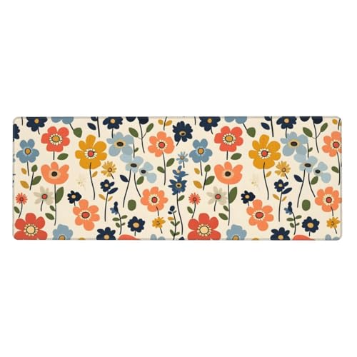 Tapis de bureau au motif de marguerites colorées pour clavier et souris PC