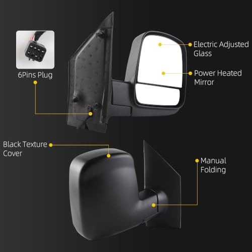 Image of Dasbecan Passenger Side Mirror Compatible with 08-17 Express & Savana 6pins