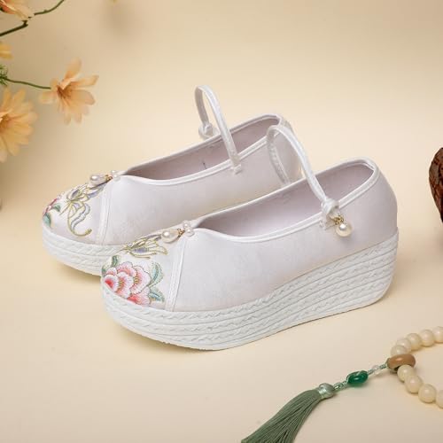 2025 Chinese Style Floral Embroidery Flatform Wedge Shoes For Women Lightweight Comfort Casual Ankle Strap Shoes Elegant Satin Cheongsam Hanfu Shoes3