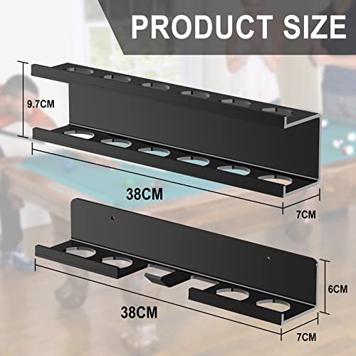 Cosmos Acrylic Billiard Ball Storage Shelf Holder - Pool Balls Display Rack Wall Mount Organizer for 16 Balls & Ball Rack in Billiard Game Room & Bar Pool Cue Accessory (Solid Black) - Image 2