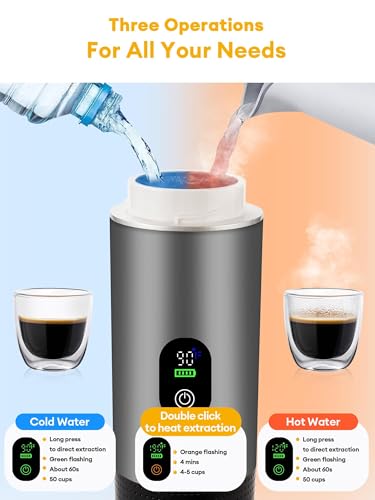 Image of Upgraded 3 in1 Portable Espresso Machine with LED Display,20 Bar Pressure,Real-Time Temp&Battery Indicator,Portable Coffee Maker Compatible with Ground Coffee & Capsules, for Travel,Home